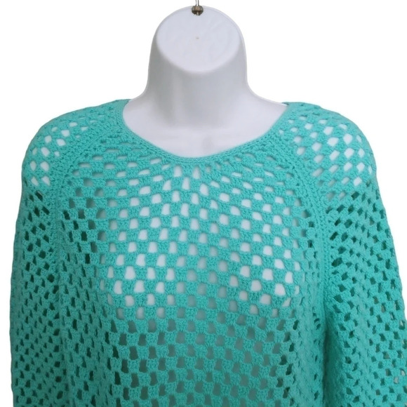 Turquoise Knitted Tunic/Sweater/Pullover/Beach Cover Up M - Picture 2 of 8